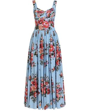 Dolce & Gabbana Flower Print Long Dress - Blue