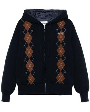 Miu Miu Argyle Cashmere Puff Coat - Blue