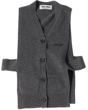 Miu Miu V-Neck Logo Vest - Grey