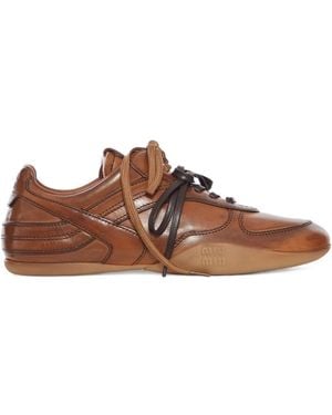 Miu Miu Leather Sneakers - Brown