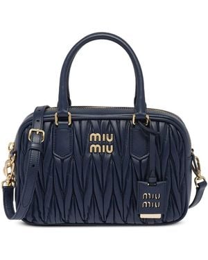 Miu Miu Matelassé Leather Tote Bag - Blue