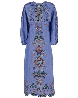 FARM Rio Light Garden Tapestry Midi Dress - Blue