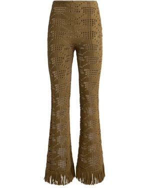 Etro Textured Fringed Trousers - Natural
