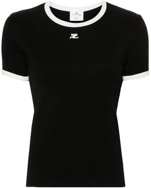 Courreges Bumpy Contrast T-Shirt Reedition - Black