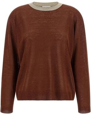Brunello Cucinelli Contrast Collar Jumper - Brown