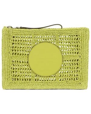 Tory Burch Ella Clutch With Logo Appliqué - Yellow