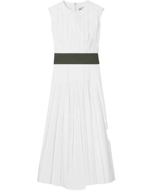 Tory Burch Robe Plissée En Popeline - White