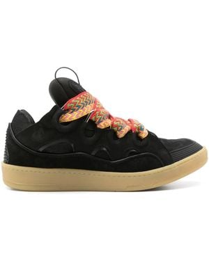 Lanvin Men Leather Curb Sneakers - Black