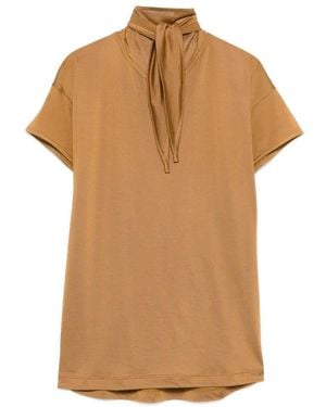 Lemaire Tie-Neck Short-Sleeve T-Shirt - Brown