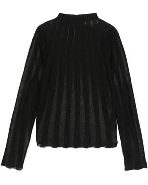 Remain Fine Knit Long Sleeve Top - Black