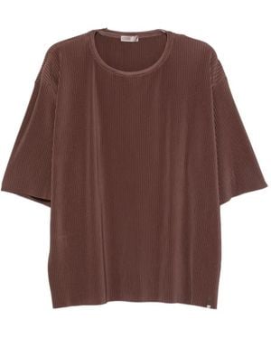 Herno Pleated Round-Neck T-Shirt - Brown