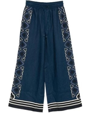 Sea Blaise Print Drawstring Pants - Blue