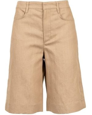 Max Mara Eric Logo Patch Shorts - Natural