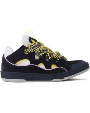 Lanvin Curb Cut-Out Braided Sneakers - Blue