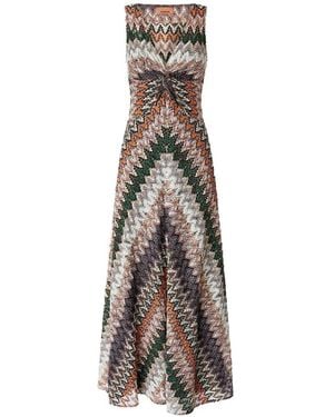 Missoni Long Dress With V-Neck And Pattern - White