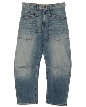 Nili Lotan Faded-Effect Patch-Pocket Jeans - Blue