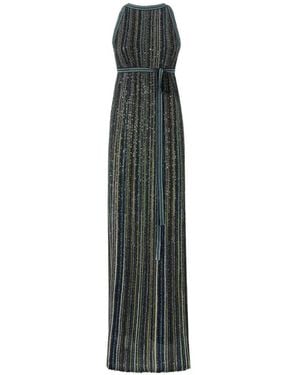 Missoni Long Striped Knit Dress With Sequins - White