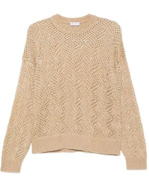 Brunello Cucinelli Sequin-Embellished Open-Knit Jumper - Natural
