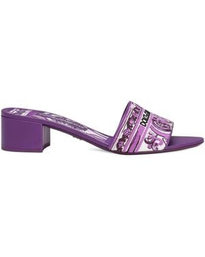 Dolce & Gabbana Mules With Majolica Embroidery - Purple