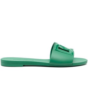 Dolce & Gabbana Bianca Dg-logo Slides - Green