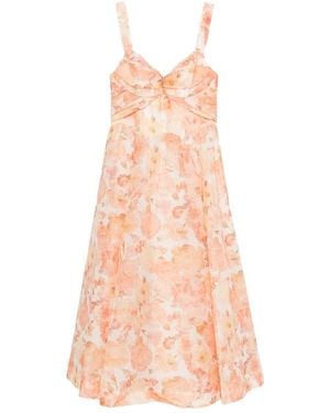 Zimmermann Rebellion Floral Midi Dress - Pink
