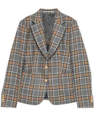 Tagliatore Plaid Button Jacket - Gray