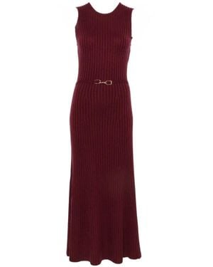 Gabriela Hearst Robe Mi-Longue En Maille Côtelée Meier À Taille Ceinturée - Purple