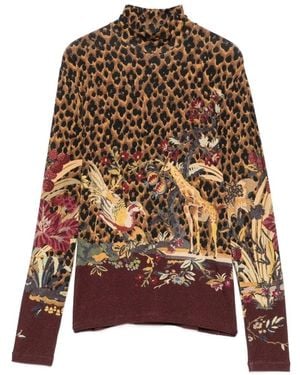 Etro Animalier Print Tee - Brown