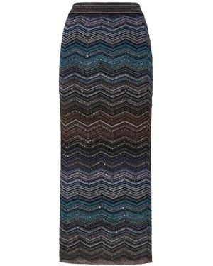 Missoni Chevron-Pattern Maxi Skirt - Blue