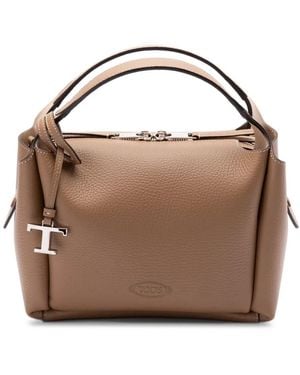 Tod's Grained Leather Mini Bowling Bags - Brown