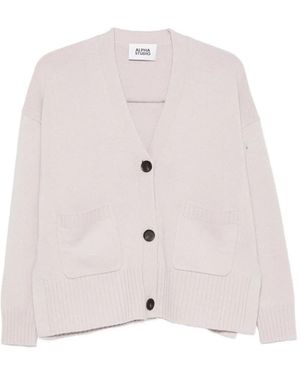 Alpha Studio Linear Cardigan - White
