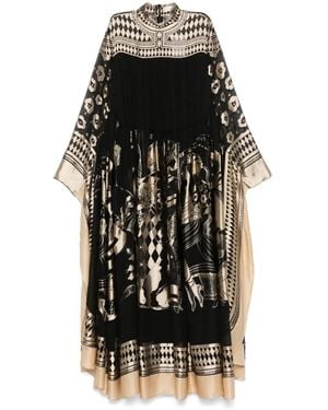 Zimmermann Lllustration Otto Gown Black Beige in Viscose Silk