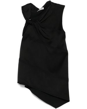 Jil Sander Sm Top Asymmetric Gloss With Bow - Black