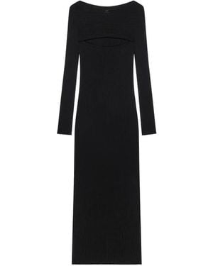 Courreges Ribbed-Knit Slash-Detail Midi Dress - Black