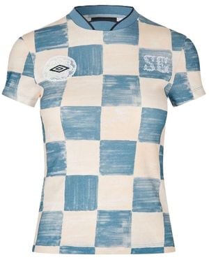 Stine Goya Slim T-shirt - Checks - Blue