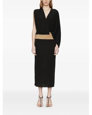 Christopher Esber Contour-Suede Swaddle Midi Dress - Black