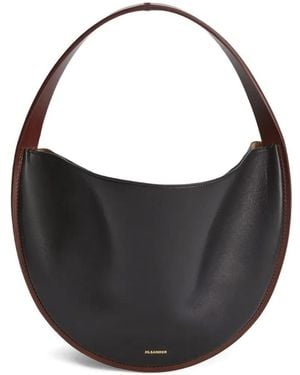 Jil Sander Pivot Medium Leather Hobo Bag - Black