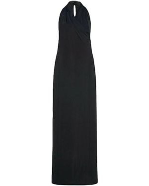 Another Tomorrow Gathered Halter Dress - Nero