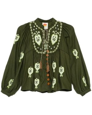 FARM Rio Embroidered Tassel Shirt - Green