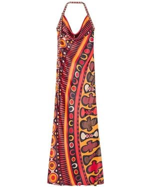 PUCCI Soleil-Print Satin Dress - Red