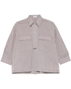 Brunello Cucinelli Striped Pocket Blouse - Grey