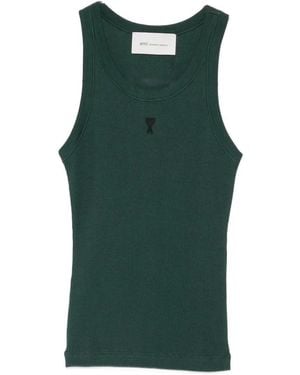 Ami Paris Ami De Coeur Ribbed Tank Top - Green