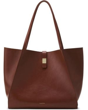 Lanvin Leather Clasp-Closure Tote Bag - Brown