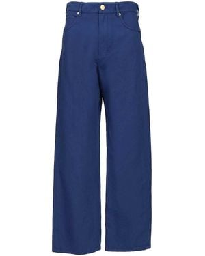 Max Mara Cotton And Linen Drill Trousers - Blue