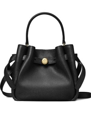 Tory Burch Romy Mini Leather Bucket Bag - Black