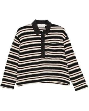 Song For The Mute Nomas Stiped Knit Polo - Black