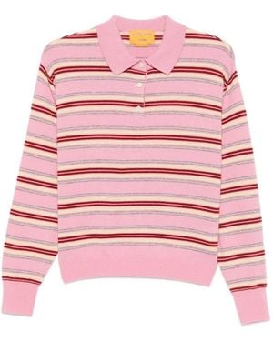 Guest In Residence Collegiate Stripe Polo - Pink