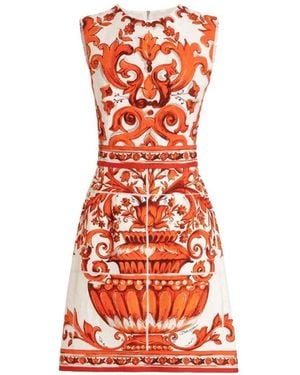 Dolce & Gabbana Majolica-Print Short Dress - Red