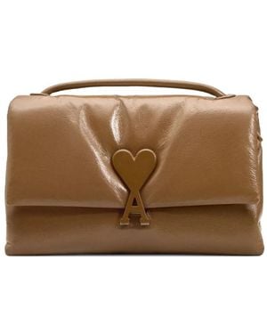 Ami Paris Leather Voulez-vous Bag - Brown