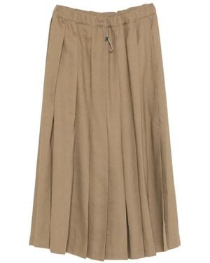Fabiana Filippi Drawstring-Fastening Pleated Midi Skirt - Natural